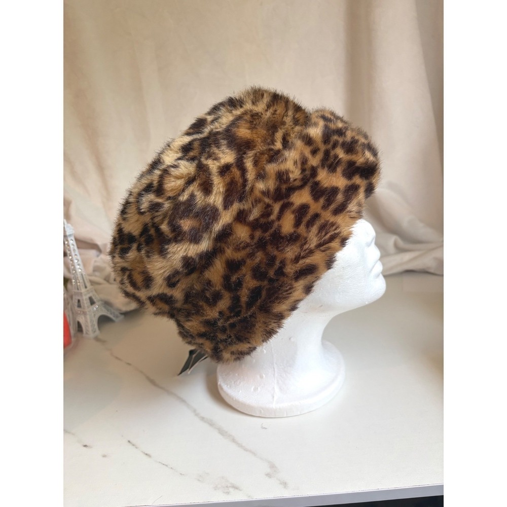NEW Y2K vibe Nine West Leopard Faux Fur Bucket Hat Will fit up to 22" - Picture 10 of 11